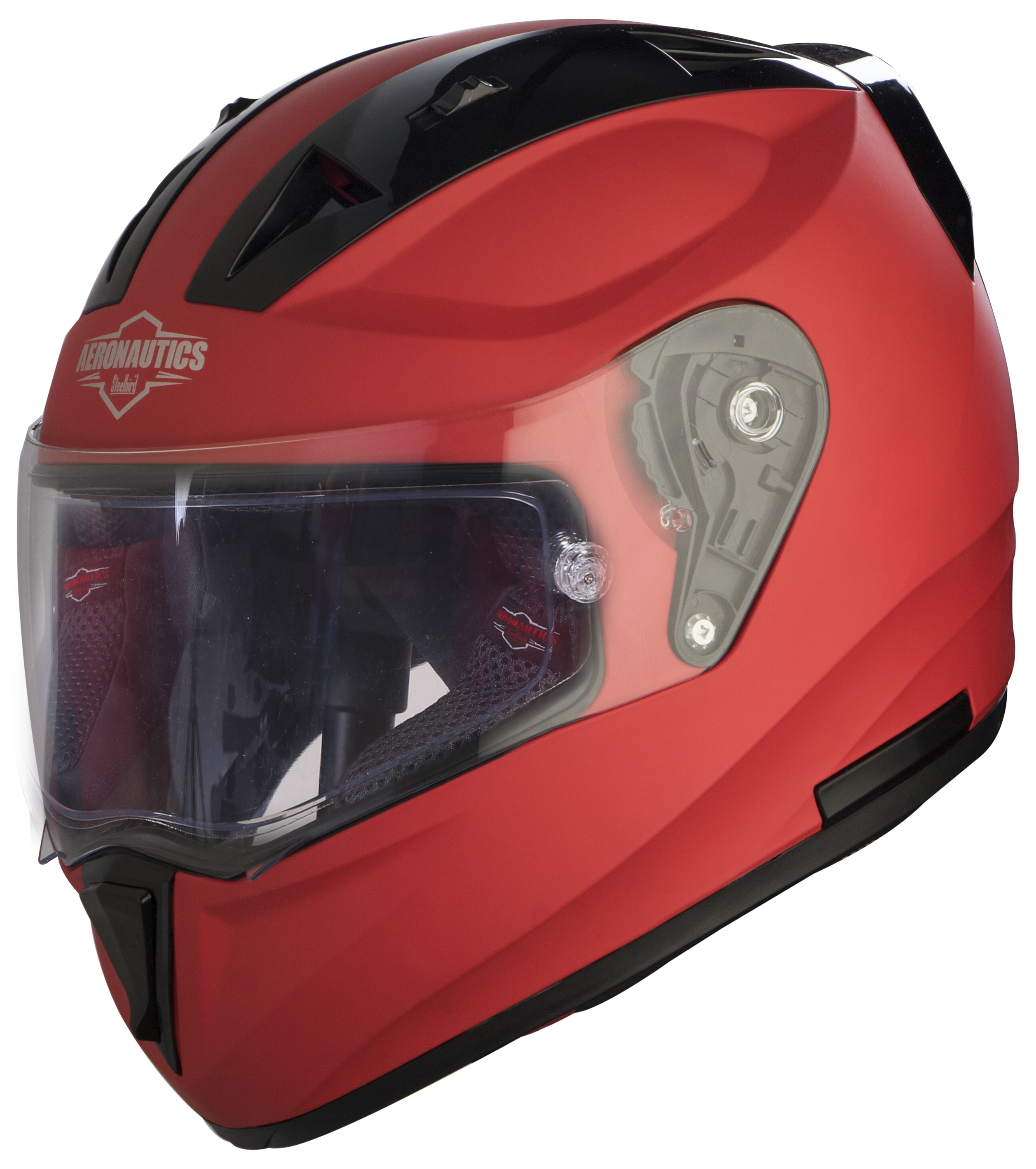 SA-1 Aeronautics Mat Sports Red With Anti-Fog Shield Clear Visor